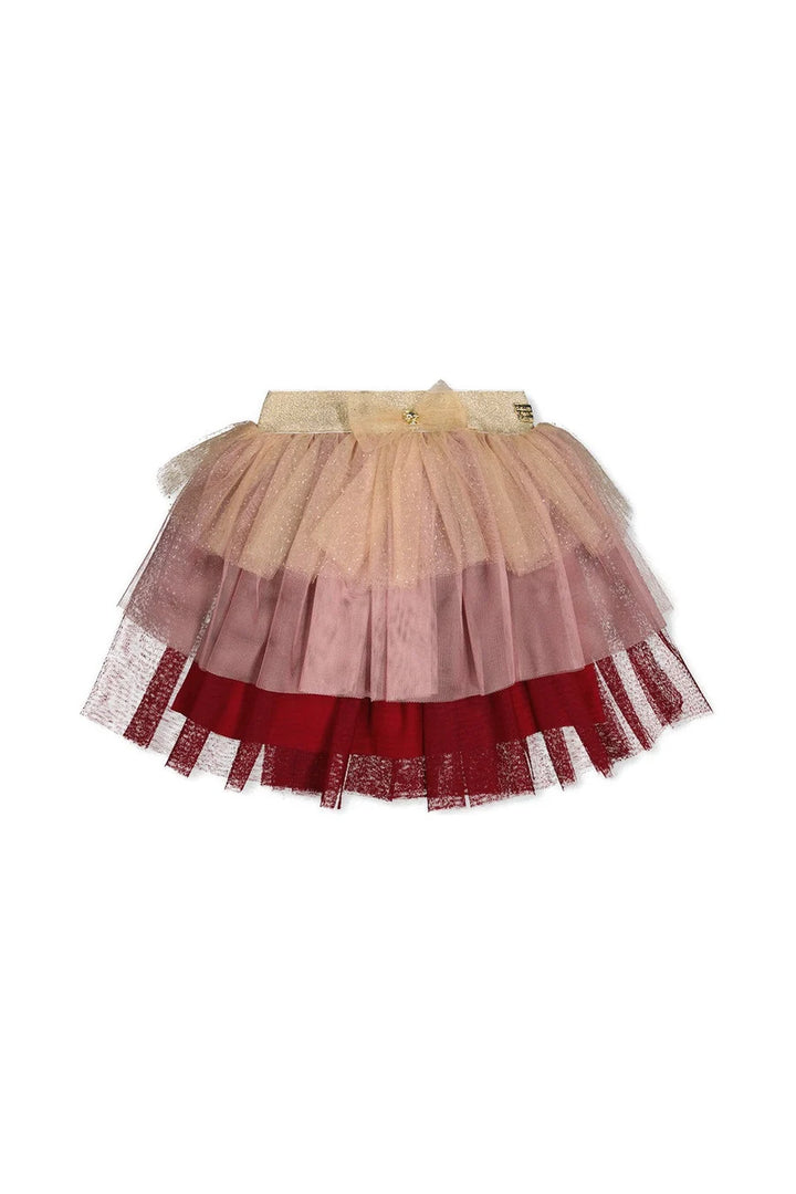 Deux Par Deux Multi-Layer Glittering Mesh Skirt - Multicolor/Jester Red