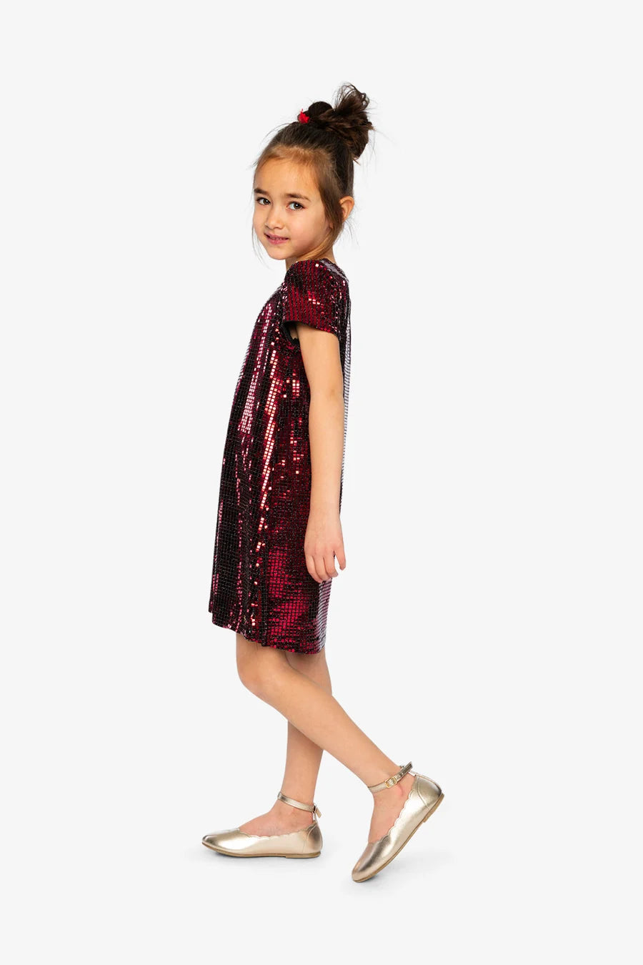 Deux Par Deux Short Sleeve A-Line Dress - Jester Red