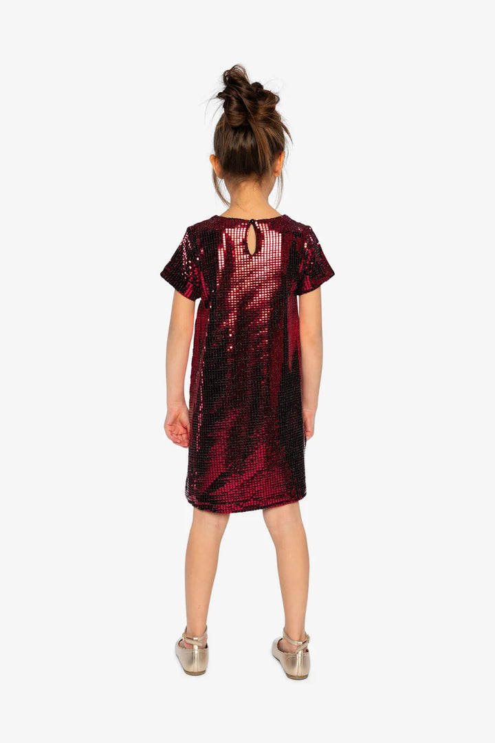 Deux Par Deux Short Sleeve A-Line Dress - Jester Red