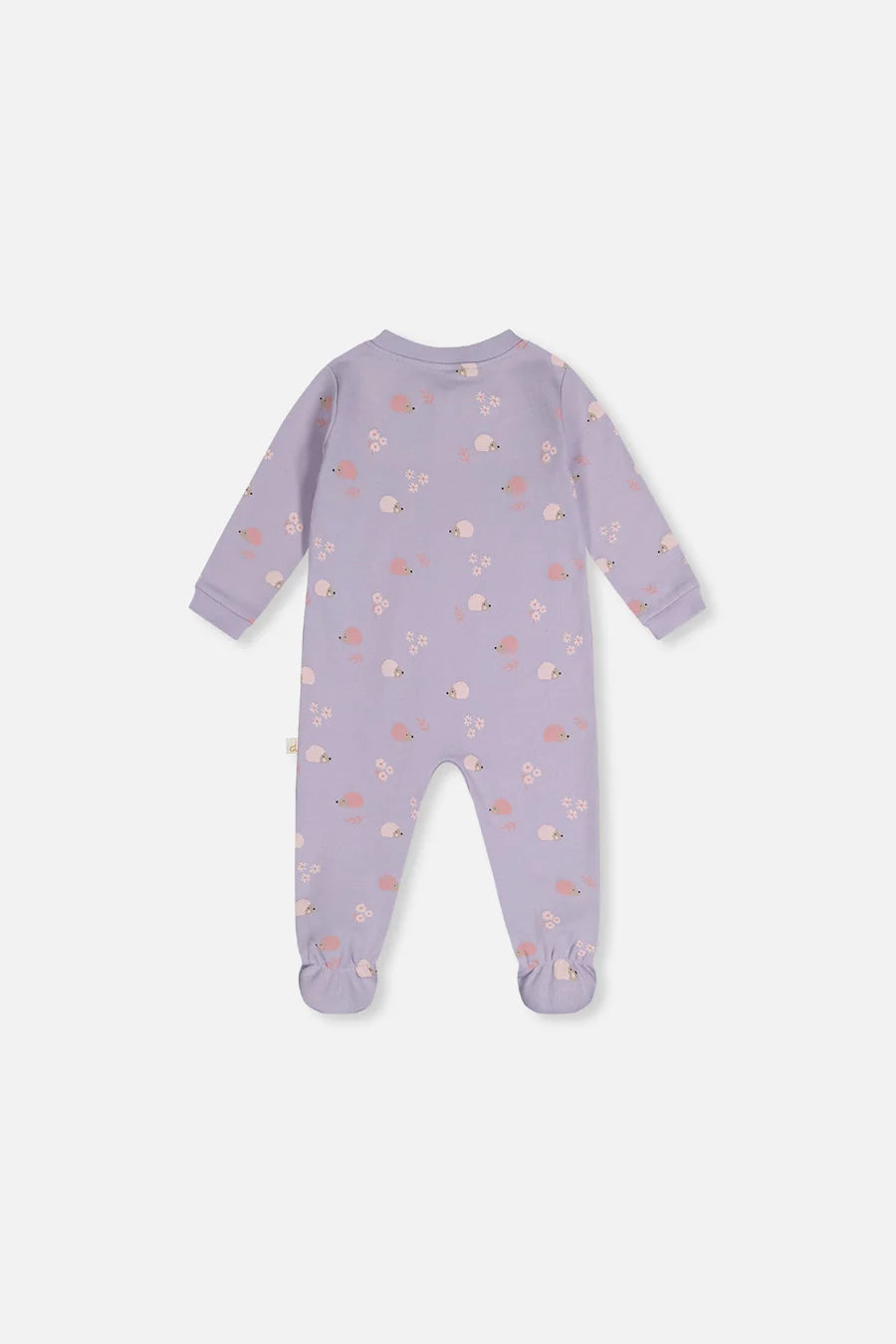 Deux Par Deux Organic Cotton One Piece Footed Pajama - Printed Purple Hedgehog