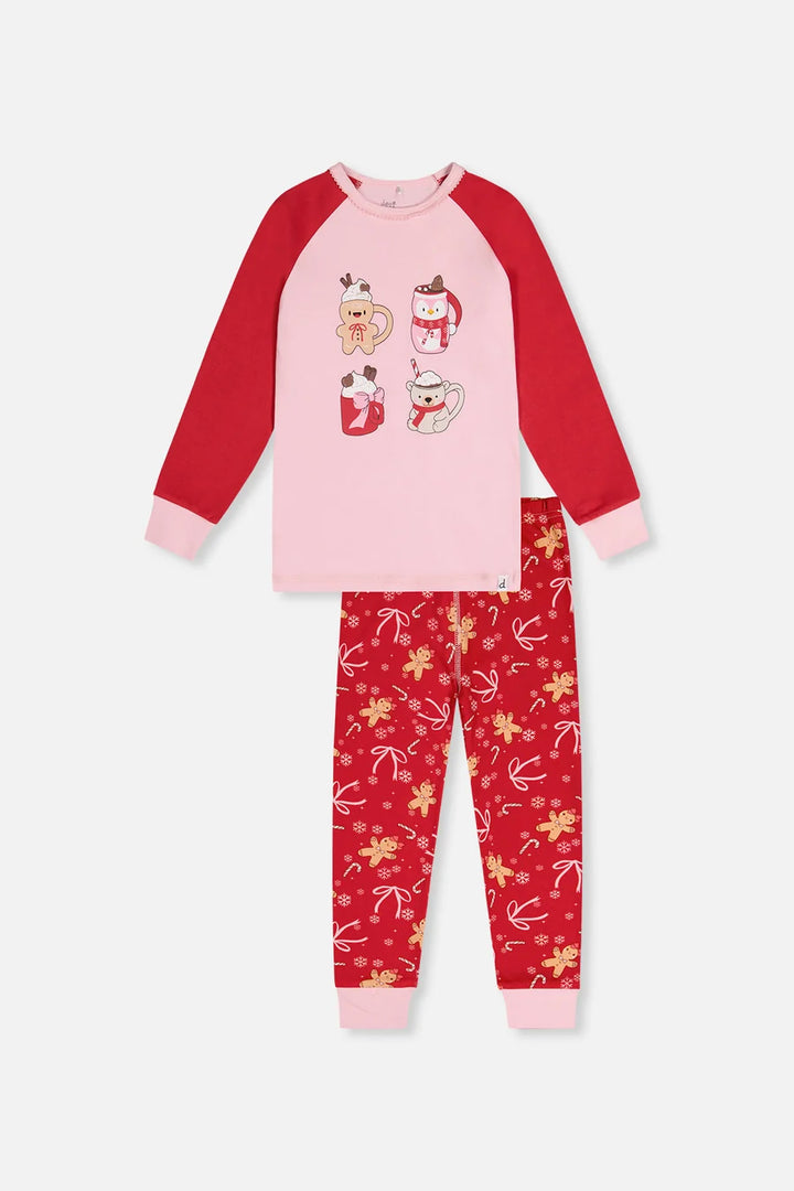 Deux Par Deux Organic Cotton Two Piece Pajama Set - Printed Gingerbread