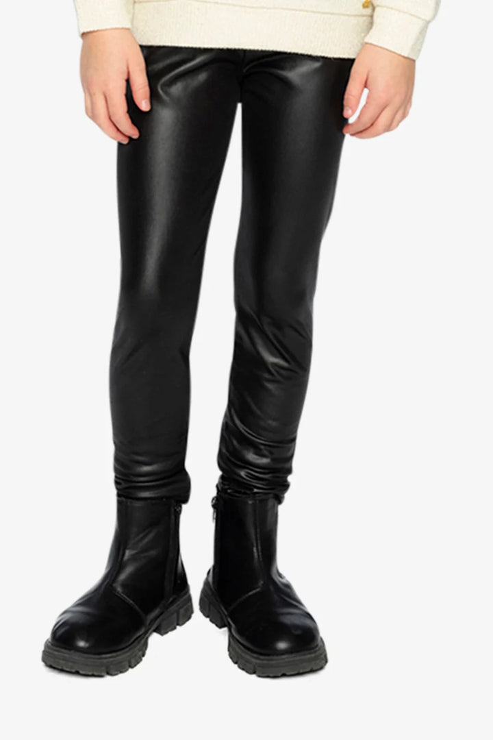 Deux Par Deux Faux Leather Leggings - Anthracite