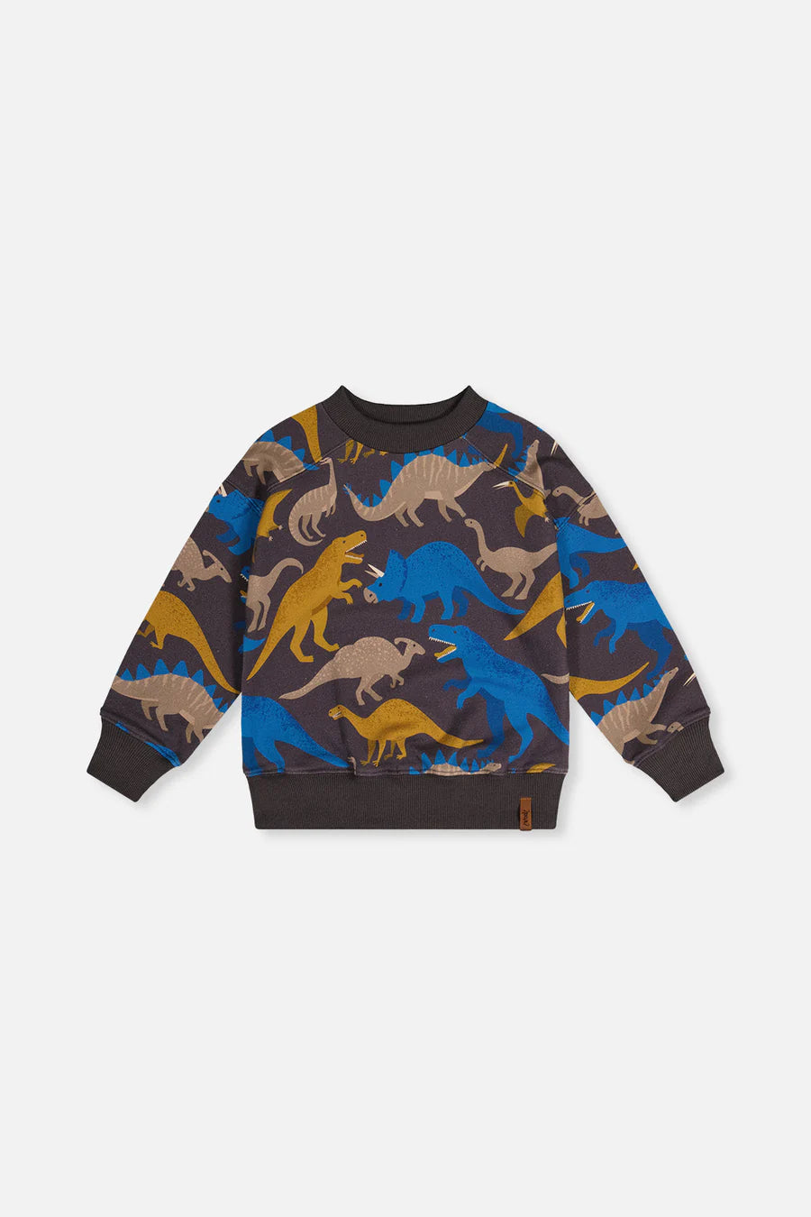 Deux Par Deux Fleece Sweatshirt Grey Dinosaur Print