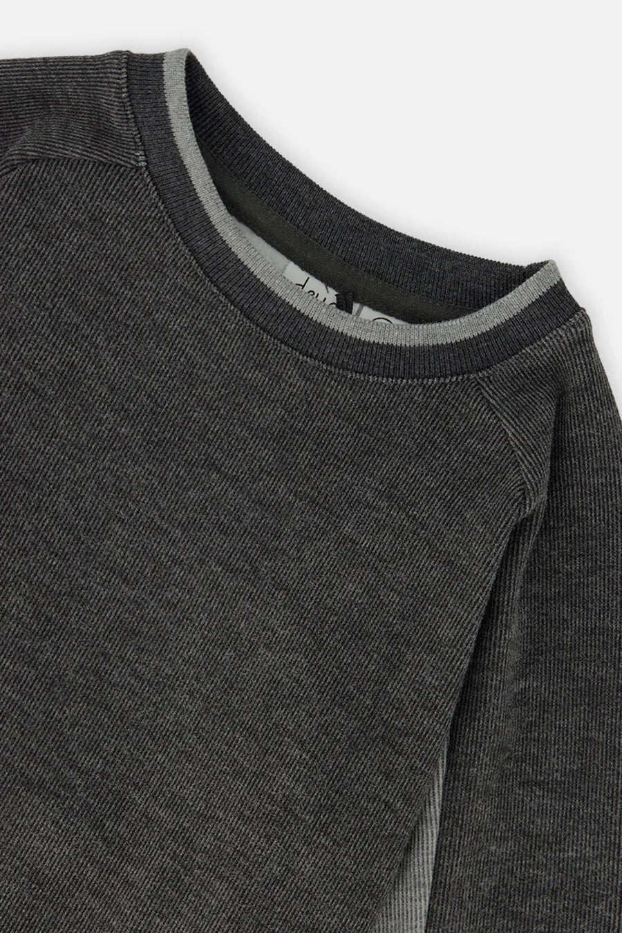 Deux Par Deux Soft Back Rib Sweater - Charcoal Mix