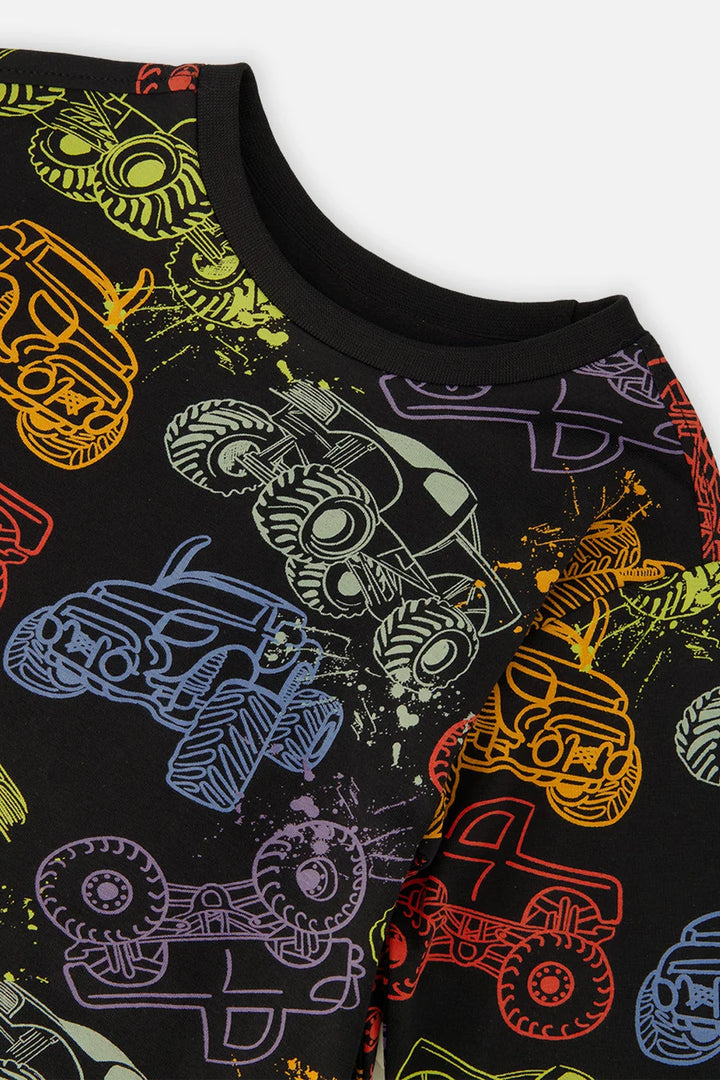 Deux Par Deux Organic Cotton T-Shirt - Monster Trucks