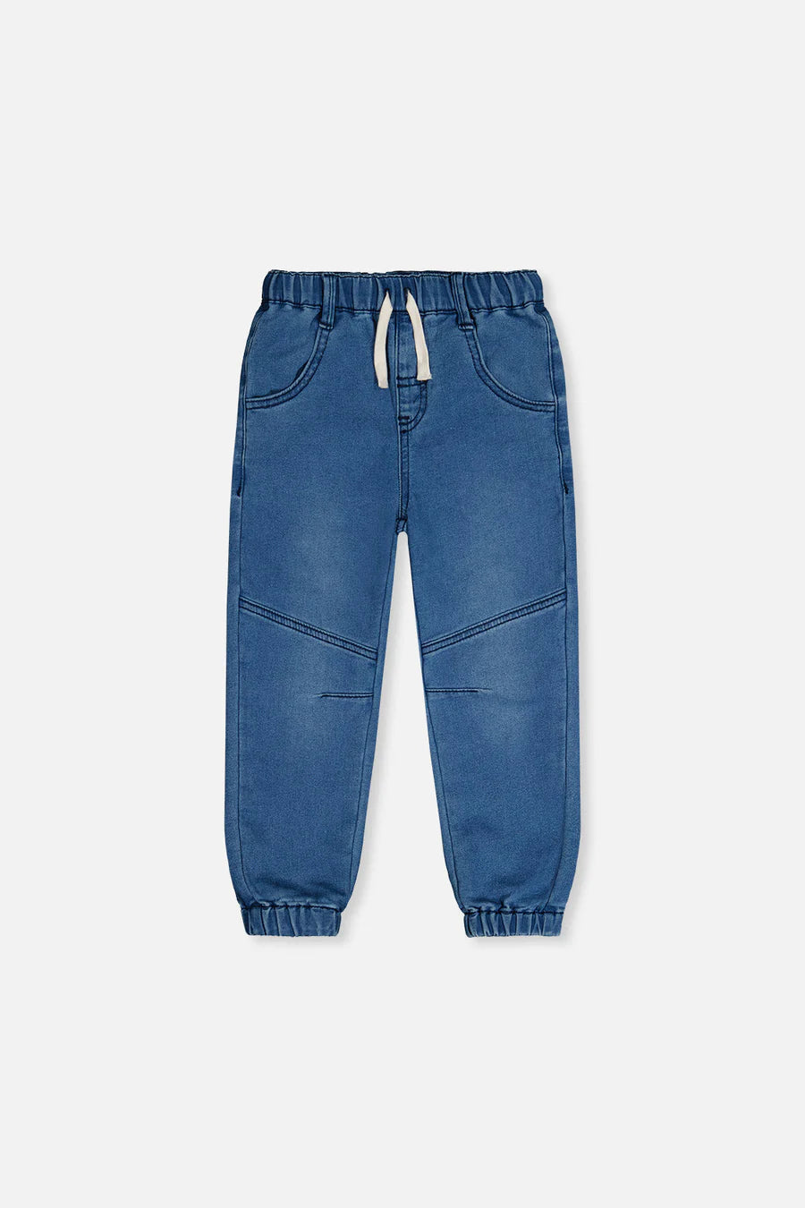 Deux Par Deux French Terry Denim Jogger Pants - Light Blue Denim