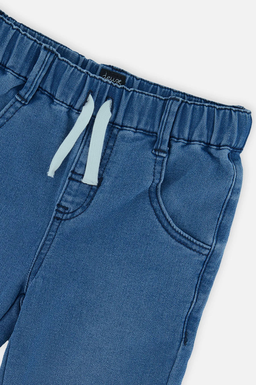 Deux Par Deux French Terry Denim Jogger Pants - Light Blue Denim