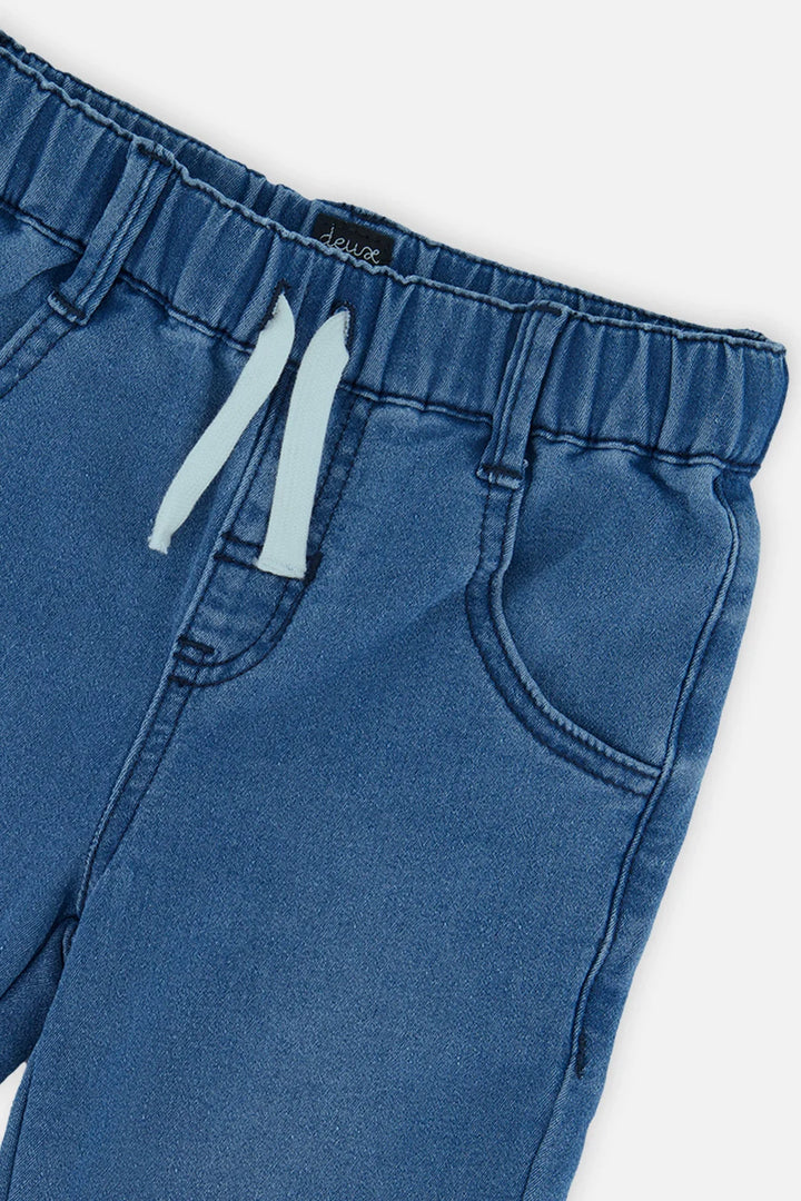 Deux Par Deux French Terry Denim Jogger Pants - Light Blue Denim