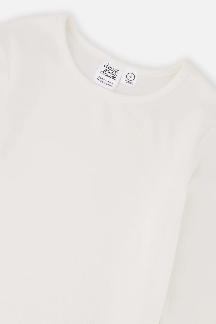Deux Par Deux Brushed Ribbed Crew Neck - Off White