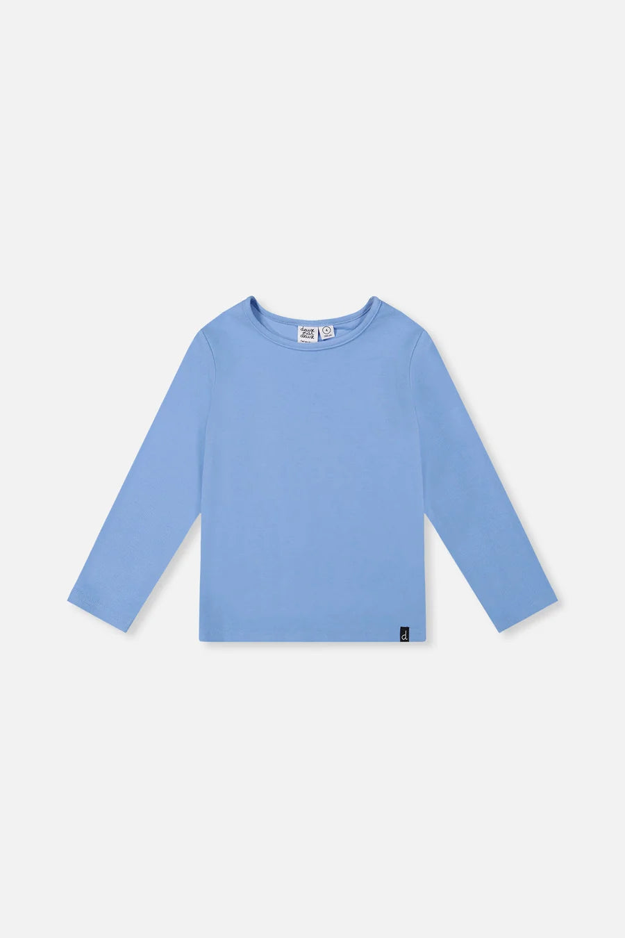 Deux Par Deux Brushed Ribbed Crew Neck - Pale Ble/Blue Bell