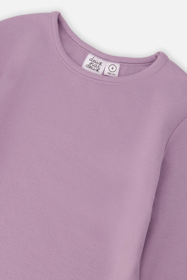 Deux Par Deux Brushed Ribbed Crew Neck - Violet/Dusk
