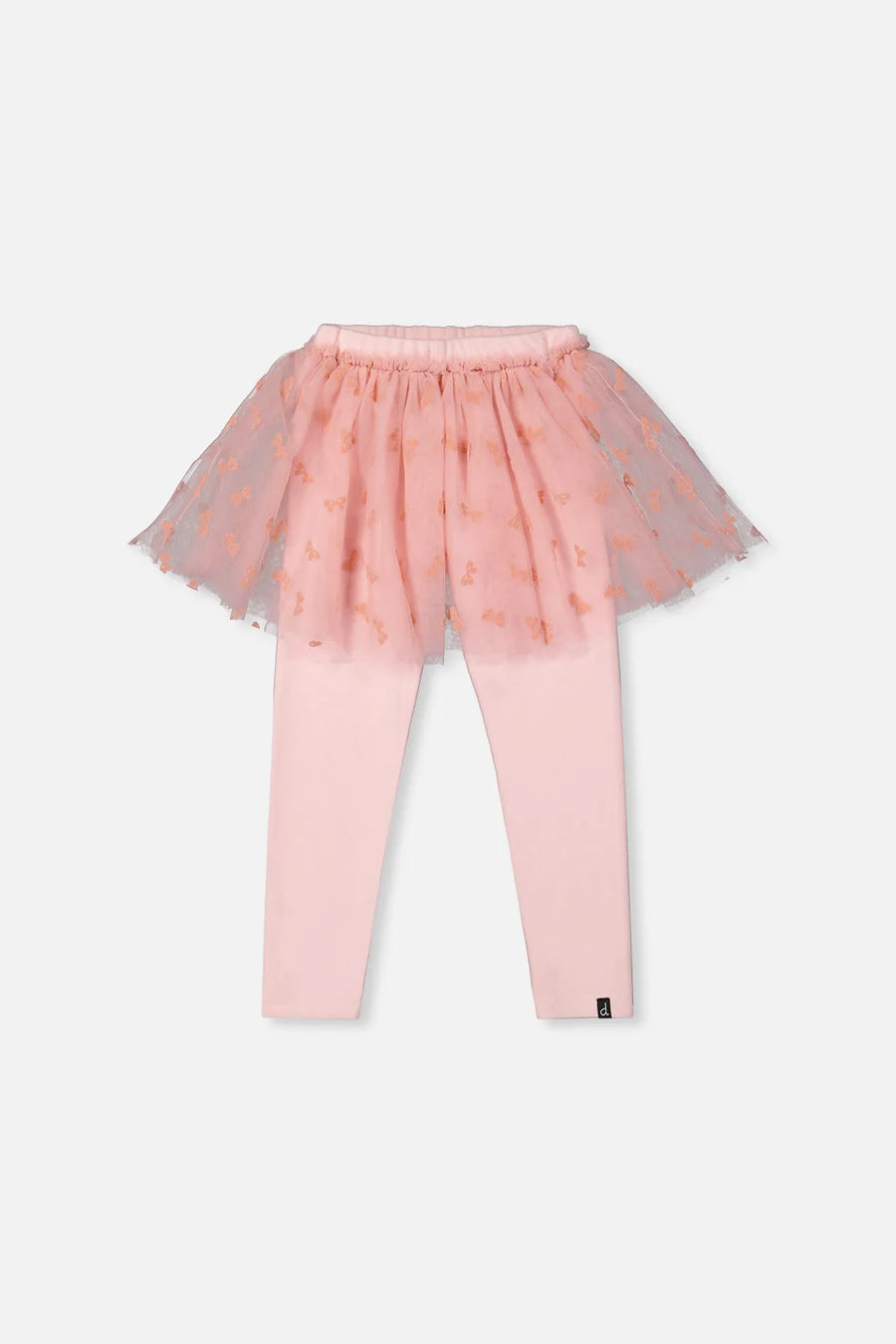Deux Par Deux Leggings with Intergrated Tulle Skirt - Silver Pink