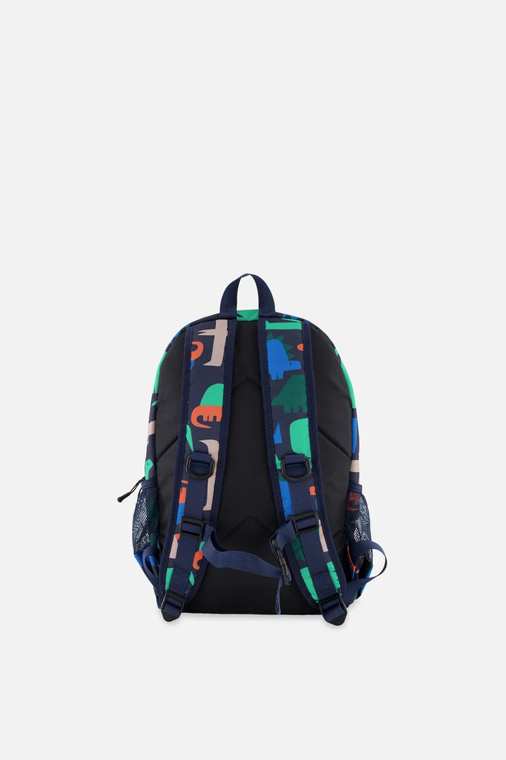 Deux Par Deux Little Kids Backpack - Navy Dinosaur Print