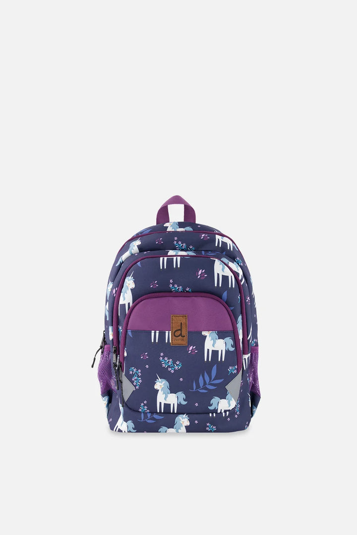 Deux Par Deux Little Kids Backpack - Blue Unicorn Print
