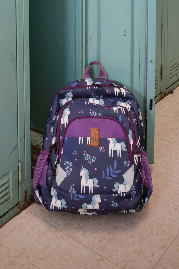 Deux Par Deux Little Kids Backpack - Blue Unicorn Print