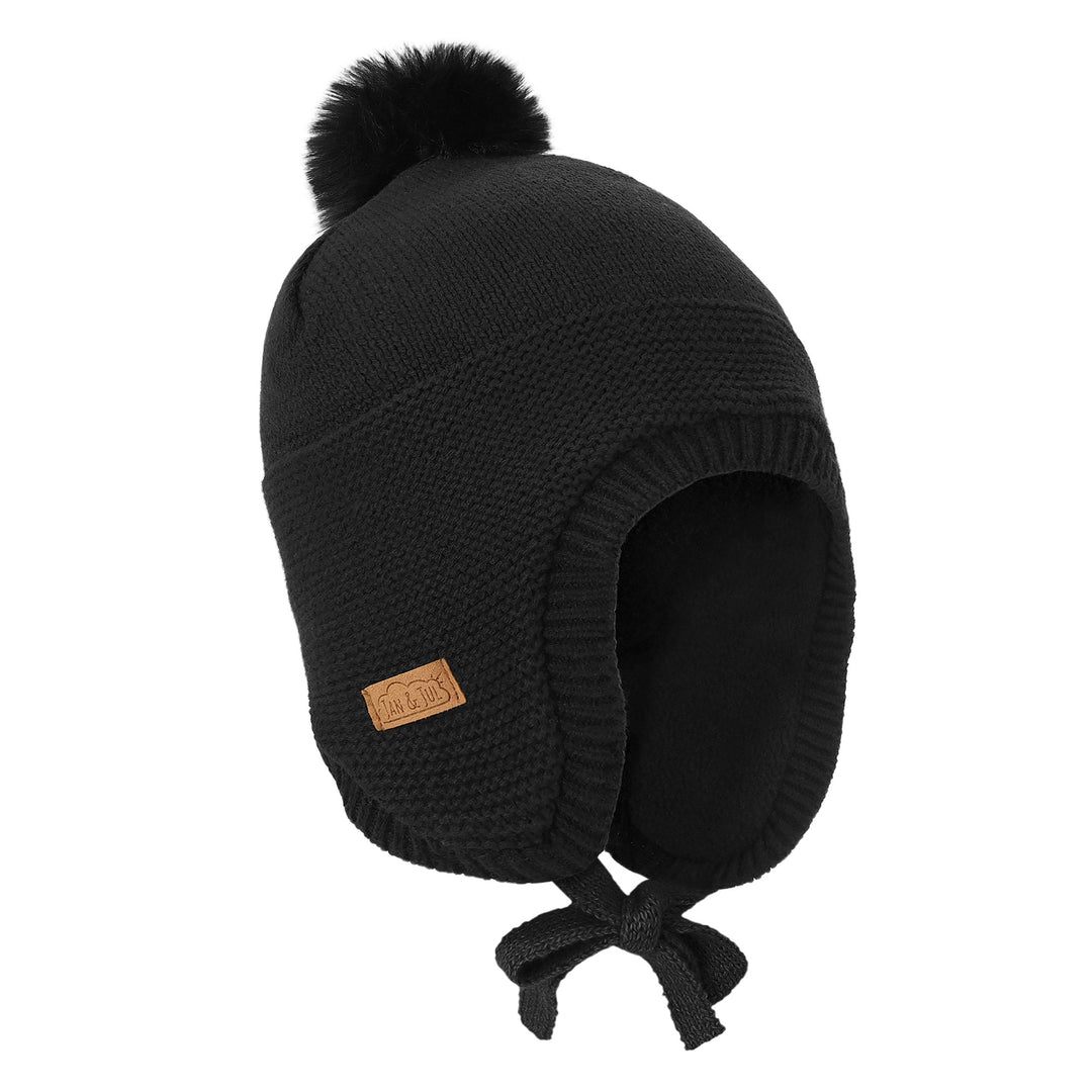 Jan &amp; Jul Knit Winter Hat with PomPom - Jet Black