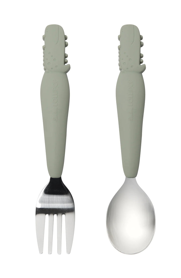 LouLou Lollipop Born to be Wild Toddler Spoon + Fork Sets