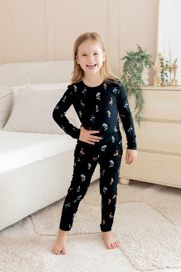 Kyte Baby Long Sleeve Toddler Pajama Set - Midnight Wildflower