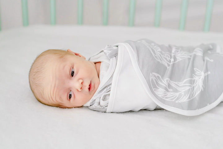 Nest Designs Bamboo Jersey Swaddle Sleep Bag 0.25 TOG - Feather Grey Nest Designs Bamboo Jersey Swaddle Sleep Bag 0.25 TOG - Feather Grey