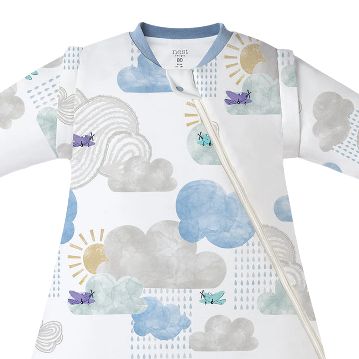 Nest Designs Removable Long Sleeve 1.0 TOG Sleep Bag - Fluffy Puffs