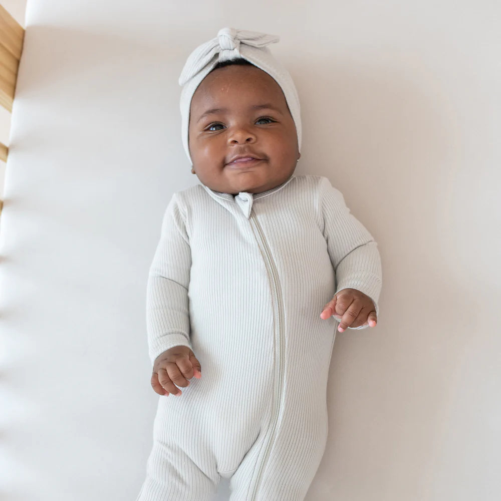 Kyte Baby Ribbed Zippered Footie - Oat Kyte Baby Ribbed Zippered Footie - Oat