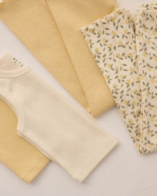Rylee and Cru Ribbed Legging Set - Lemons, Yellow Rylee and Cru Ribbed Legging Set - Lemons, Yellow