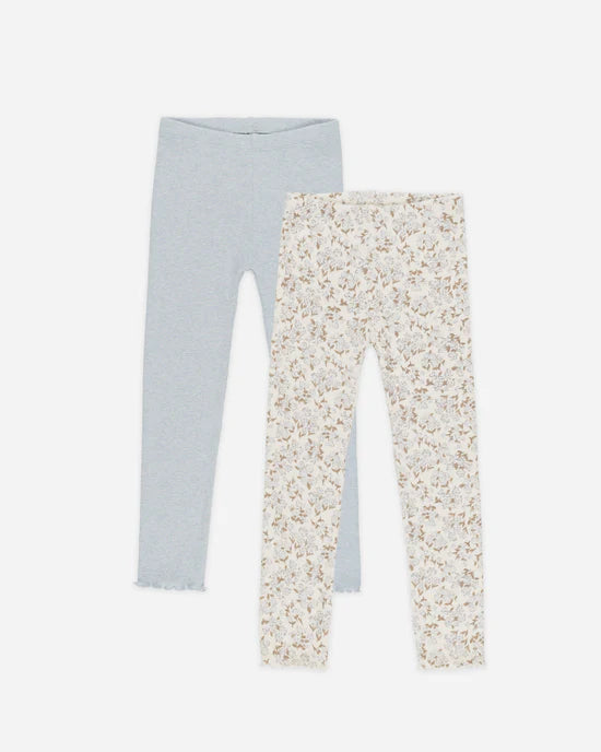 Rylee &amp; Cru Ribbed Legging Set - Blue Ditsy, Light Blue
