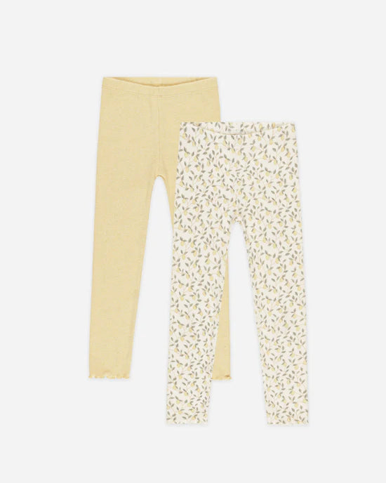 Rylee &amp; Cru Ribbed Legging Set - Lemons, Yellow