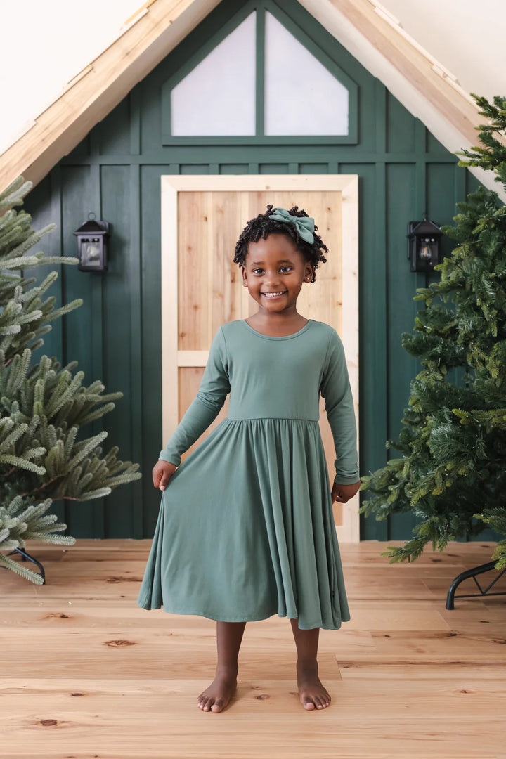 Kyte Baby Long Sleeve Twirl Dress - Pine