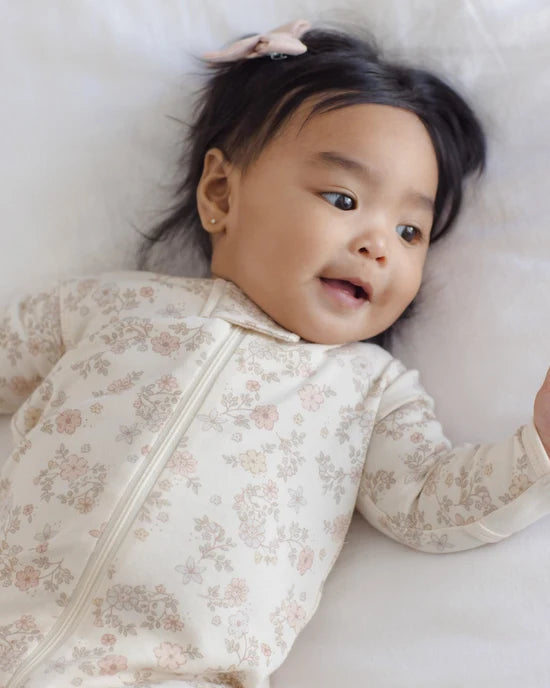 Quincy Mae Long Sleeve Footed Sleeper - Floral Vine
