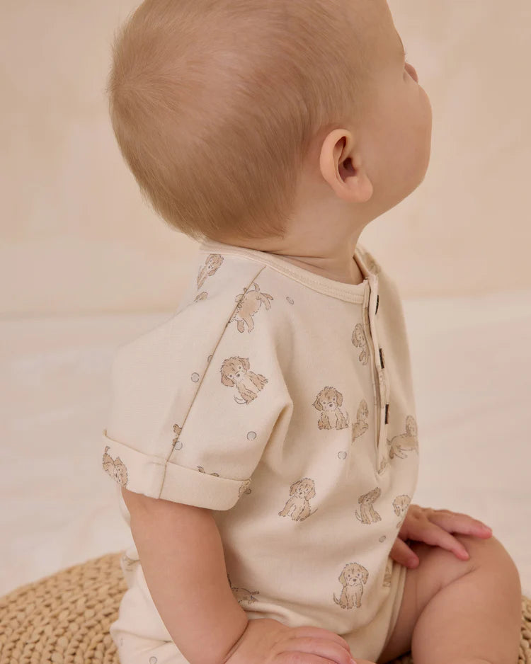 Quincy Mae Short Sleeve One-Piece - Puppies