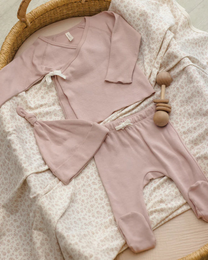 Quincy Mae Wrap Top &amp; Footed Pant Set - Blush
