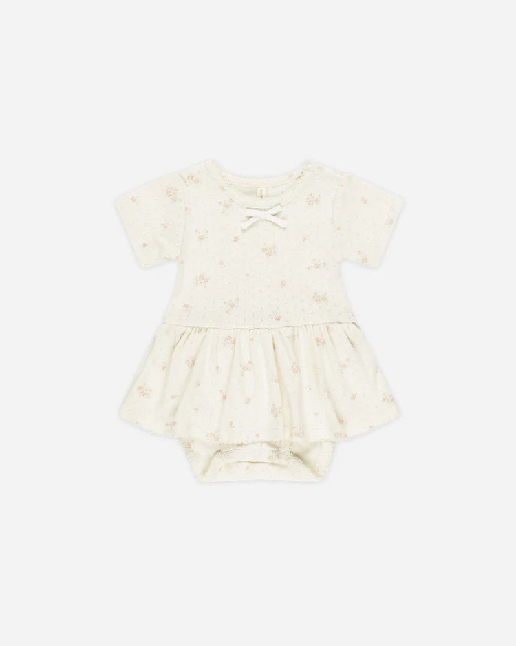 Quincy Mae Pointelle Skirted Bodysuit - Pink Ditsy Quincy Mae Pointelle Skirted Bodysuit - Pink Ditsy