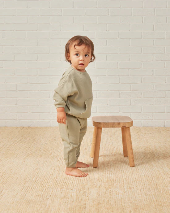 Quincy Mae Waffle Top + Pant Slouch Set - Sage