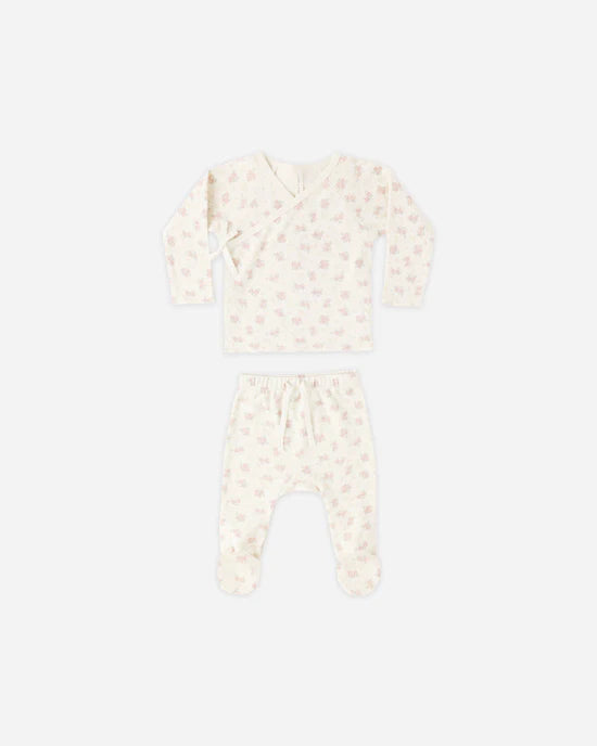 Quincy Mae Wrap Top &amp; Footed Pant Set - Flower Field