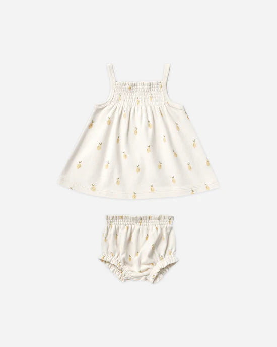 Quincy Mae Smocked Tank and Bloomer Set - Lemons