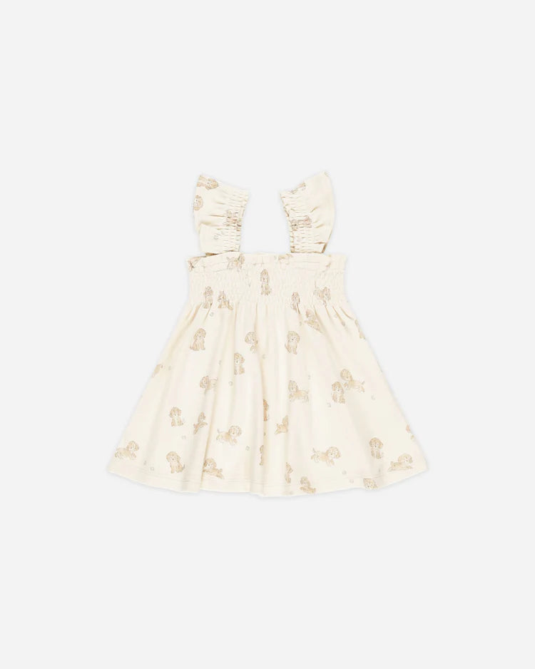 Quincy Mae Smocked Jersey Dress - Puppies Quincy Mae Smocked Jersey Dress - Puppies