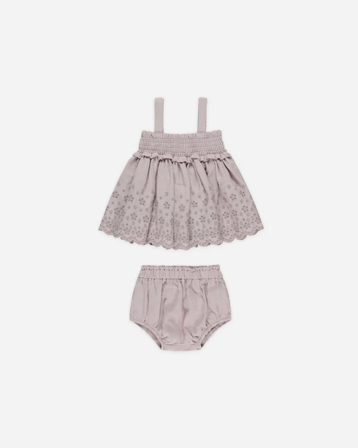 Quincy Mae Mae Smocked Top &amp; Bloomer Set - Lavender
