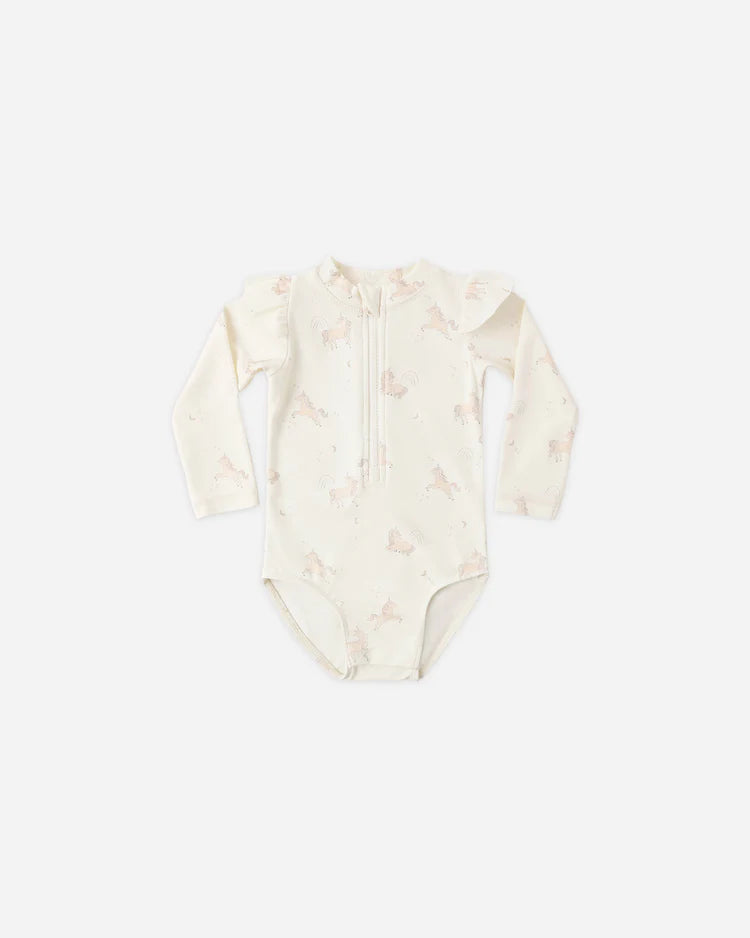 Quincy Mae Byron Rashguard One-Piece - Unicorns