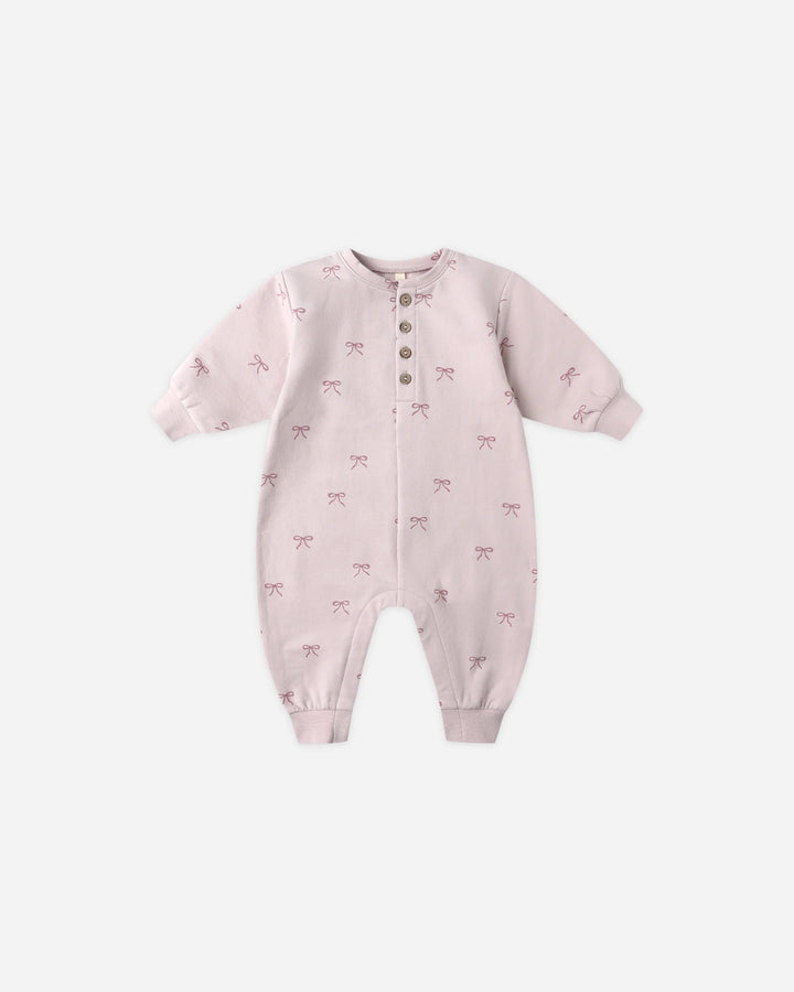Quincy Mae Relaxed Fleece Jumpsuit - Bows