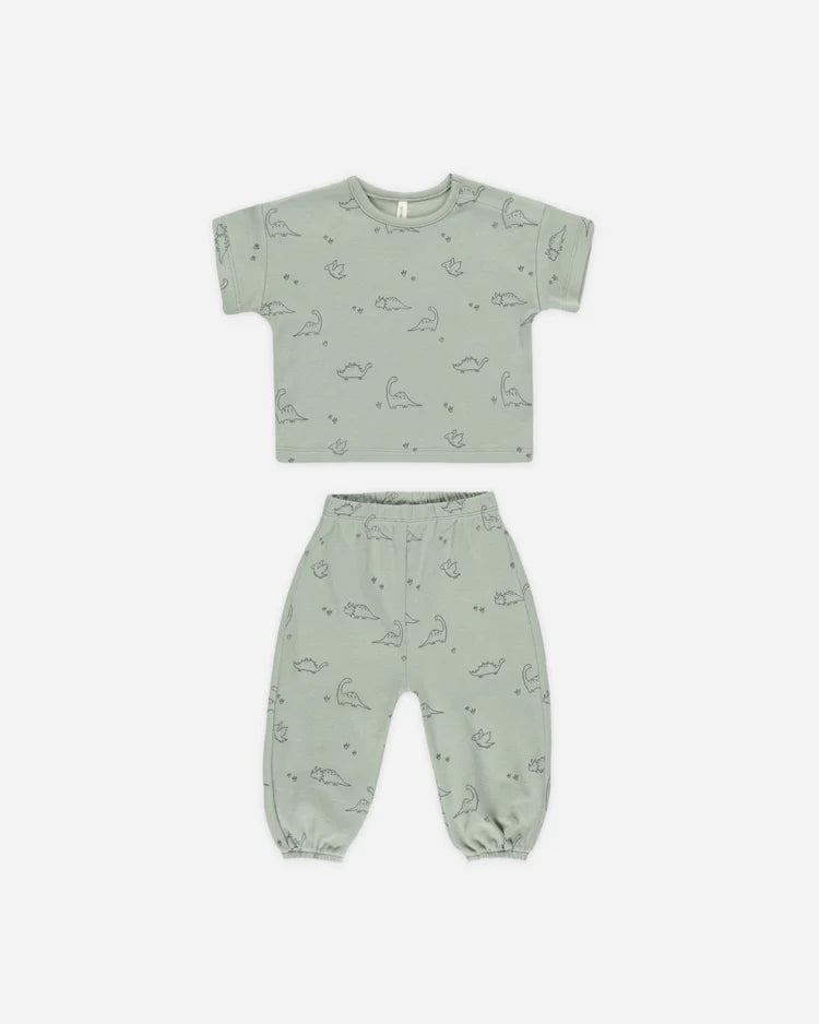 Quincy Mae Jersey Tee & Pants Set - Dino