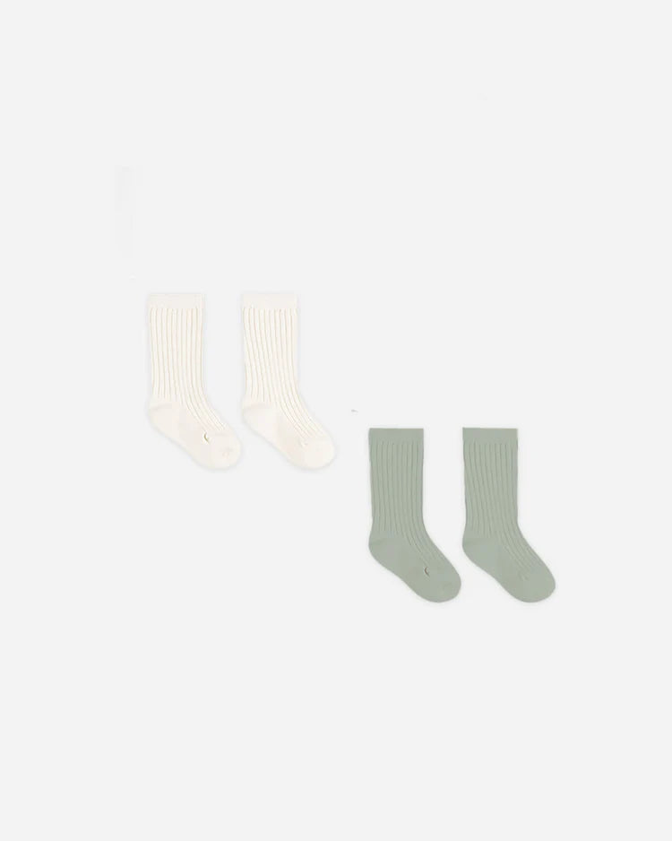 Quincy Mae Socks Set - Natural/Sage