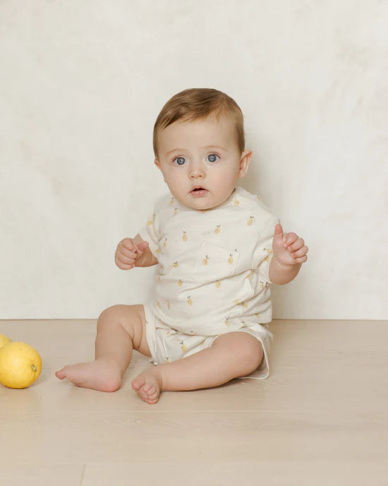 Quincy Mae Boxy Pocket Tee and Short Set - Lemons Quincy Mae Boxy Pocket Tee and Short Set - Lemons