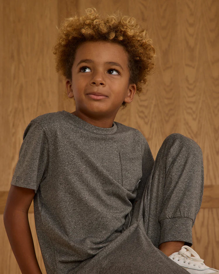 Rylee &amp; Cru Cove Essential Pocket Tee - Heathered Black