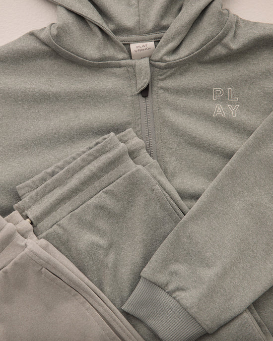 Rylee &amp; Cru Zip-up Tech Hoodie - Heathered Eucalyptus