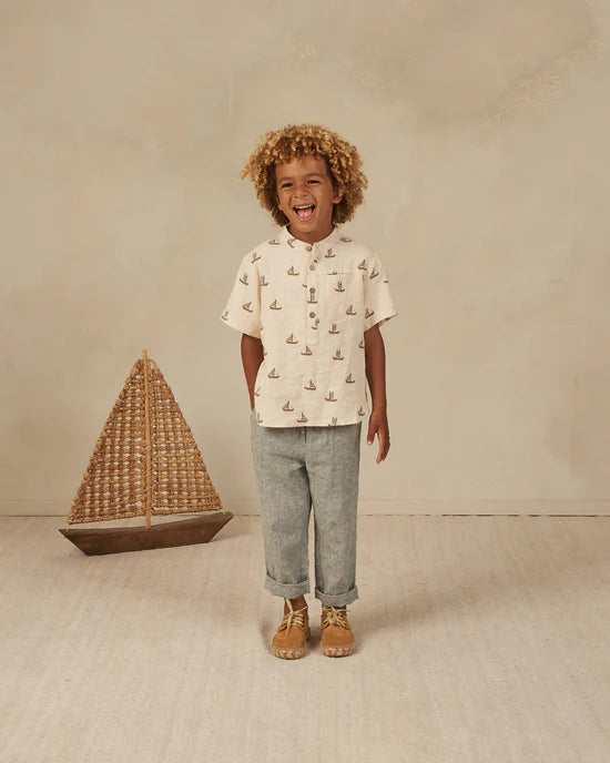 Rylee and Cru Short Sleeve Mason Shirt - Sailboats Rylee and Cru Short Sleeve Mason Shirt - Sailboats