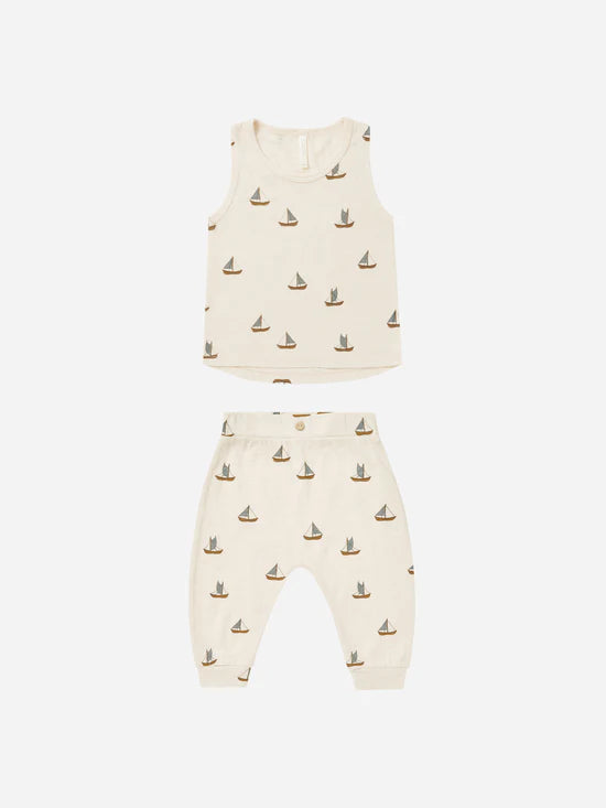 Rylee &amp; Cru Tank and Slouch Pants Set - Sailboats