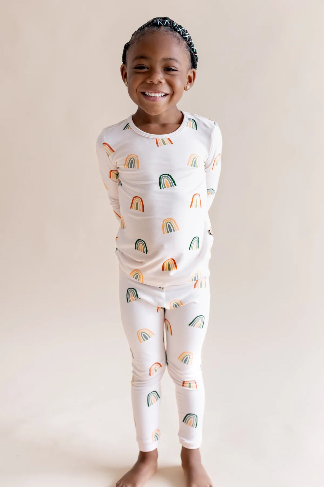 Kyte Baby Long Sleeve Toddler Pajama Set - Retro Rainbow
