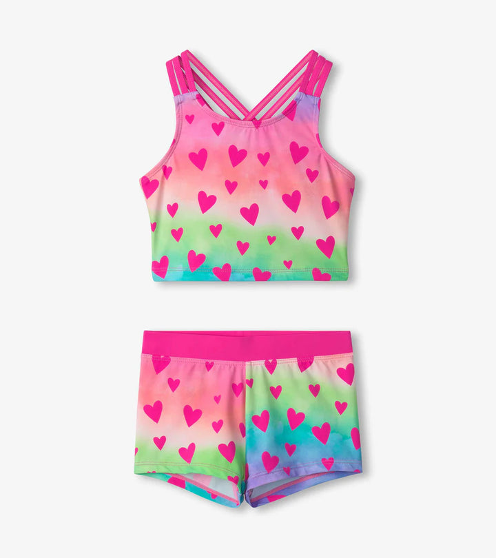 Hatley Two-Piece Short Swimsuit -Kaleidoscope Hearts