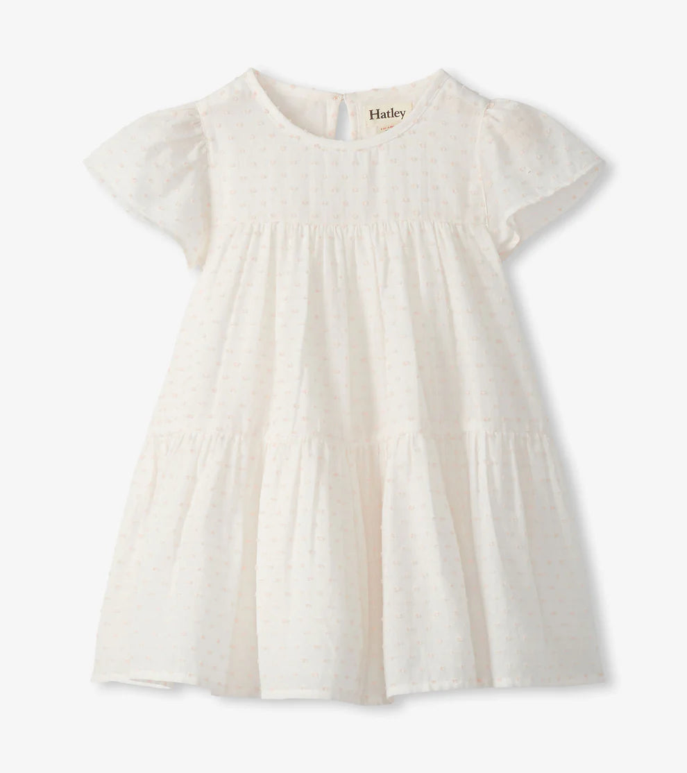 Hatley Woven Cake Puff Dress - Pearl Blush Swiss Dot